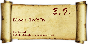 Bloch Irén névjegykártya
